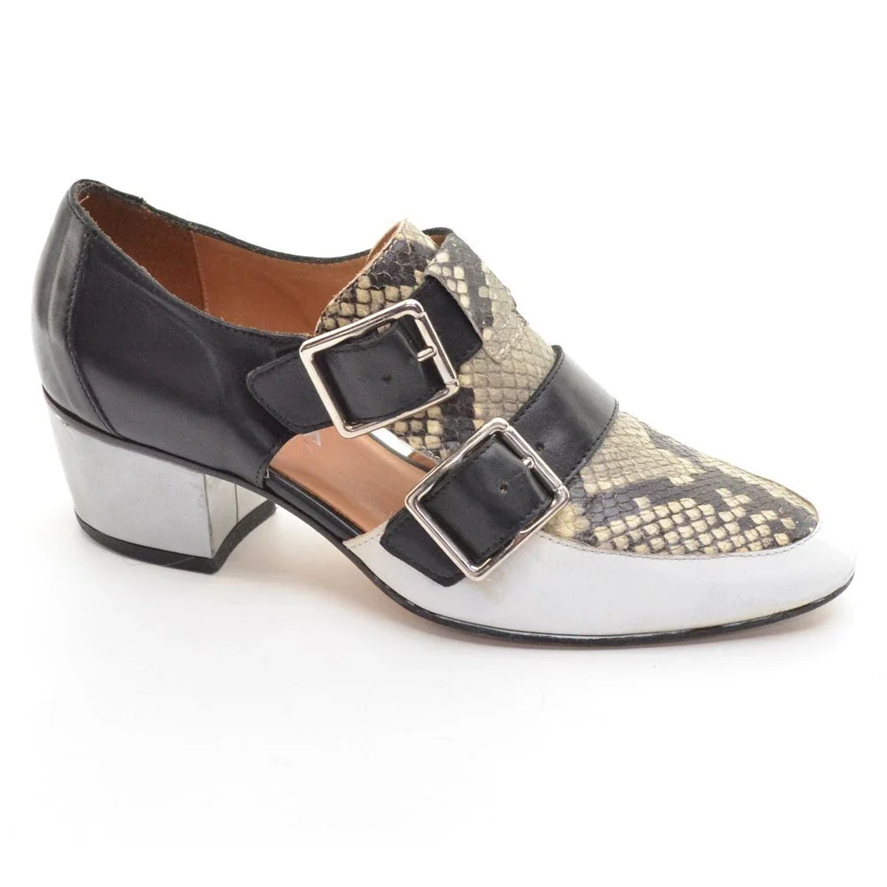 Aquatalia Lynn Snake Buckle Pointed Toe Pumps 6.5 M